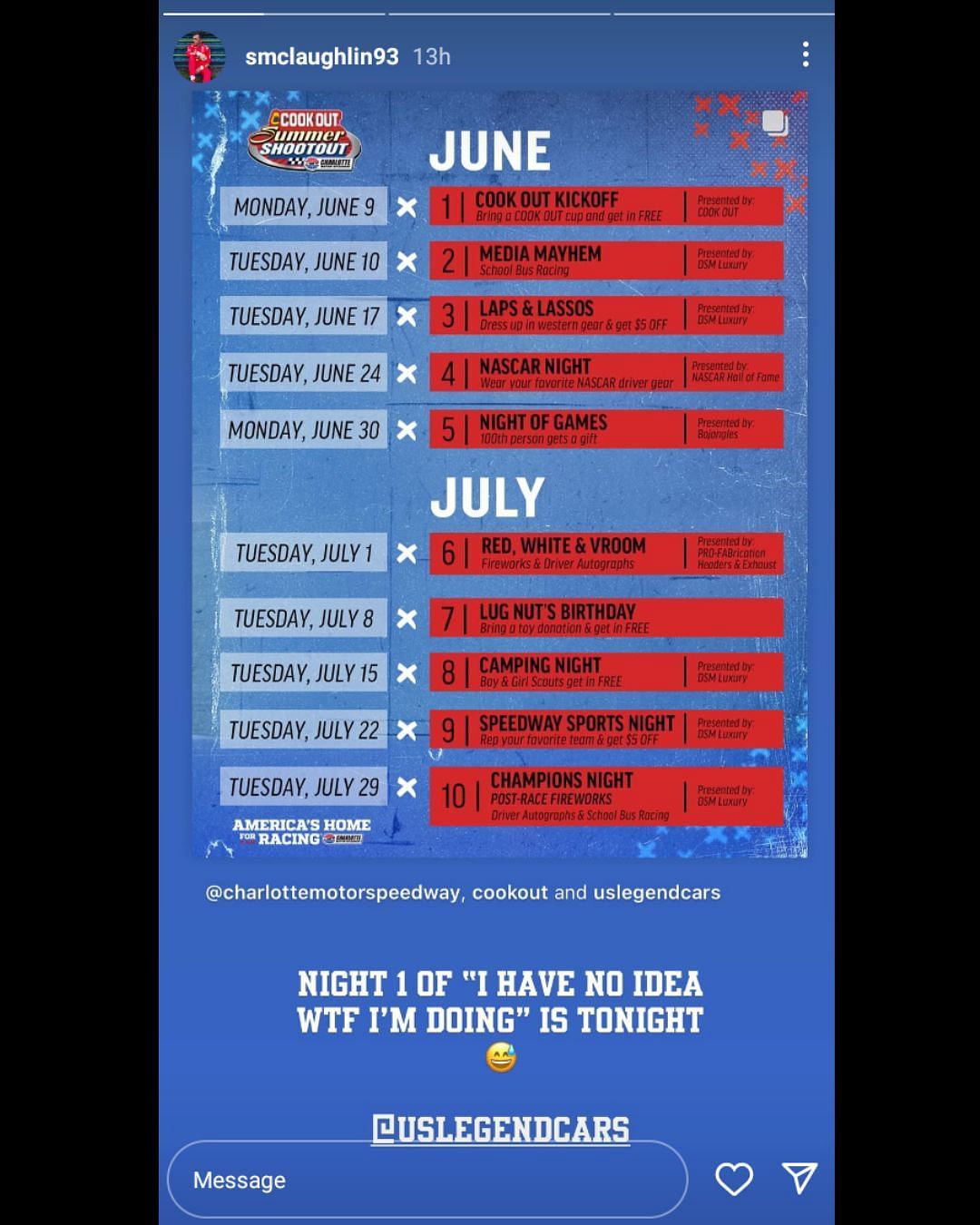 Screenshot of Scott McLaughlin's Instagram story via @smclaughlin93